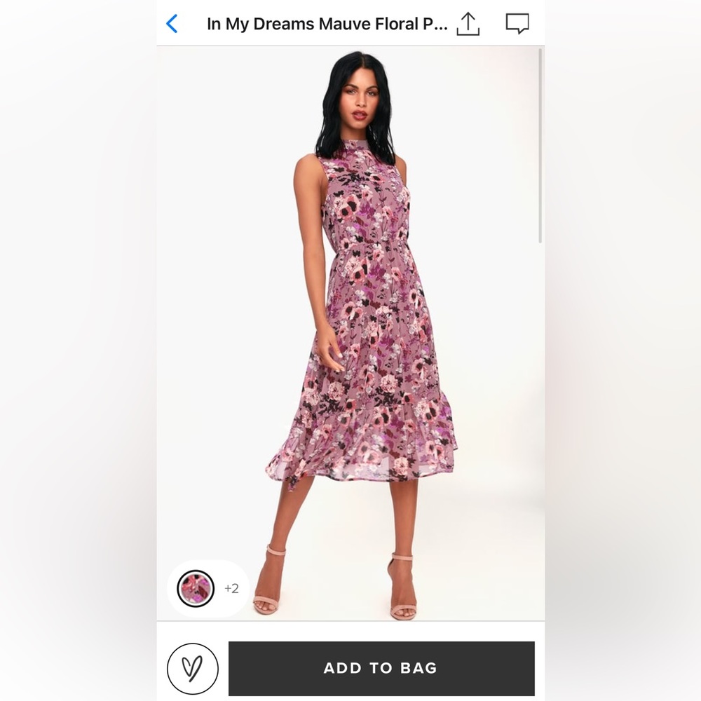 In My Dreams Mauve Floral Print Midi Dress